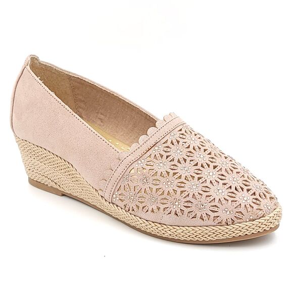 Karen Scott Shoes - Karen Scott Women Slip On Espadrille Wedge Heels Tashaa Size US 6M Blush Beige